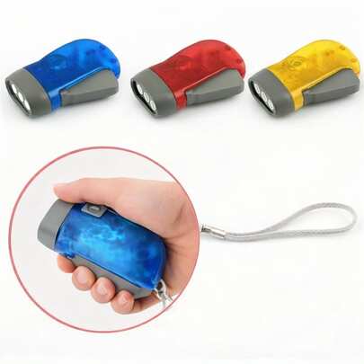 2Pcs Hand Cranked Emergency Flashlights - Portable Manual Power Flashlights With 3 LED Lights, Suitable For Camping, Hunting, Hiking, Traveling, And Outdoor Survival, Emergency Lights, Emergency Safety Tools, Camping Equipment, Battery Free, And Rechargeable