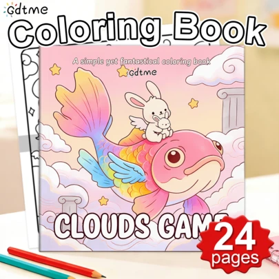 GDTME [Healing And Stress Relief] "Dreamy Cloud Game" Coloring Book - 1 Cute-Themed Coloring Book, Offering Spiritual Comfort For Color And Coloring Enthusiasts. Includes Outline Practice For Beginners + Stress-Relieving Doodle Patterns, Printed On Thick Non-Bleed Paper, Suitable As Stationery, School Supplies, And An Excellent Gift For Girls, Valentine's Day Or New Year.