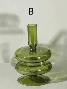 1 件绿色透明玻璃烛台，用于桌面中心装饰的玻璃烛台，锥形烛台，用于餐桌中心装饰的现代风格烛台，婚礼、派对和家居装饰，房间装饰， - 綠色 - 查看 12