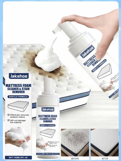 jakehoe 150ml/300ml Mattress Cleaner, Suitable For Mattress, Carpet, Curtain, Sofa, Removes Oil Stains And Dirt, Multi-Purpose Cleaning Agent, No Water Washing Needed, Penetrates And Decomposes Stubborn Stains, Household Cleaning Products