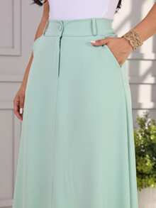 Tailored Long Skirt - High Fashion For Winter And Summer - Màu xanh Bạc hà - Xem 2