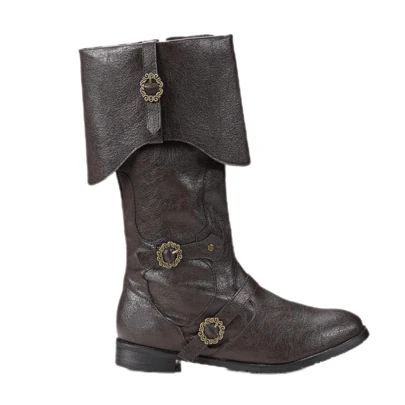 Mens Medieval Renaissance Cosplay Boots Halloween PU Leather Mid Calf Vintage Pirate Viking Shoes