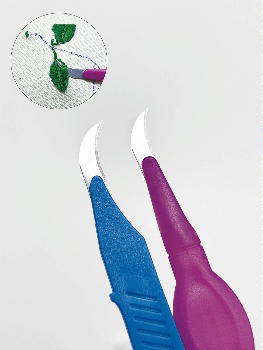 1pc/2pcs Sickle Shaped Seam Ripper, With Sharp Blade, Ergonomic Handle And Protective Cover - Ideal For DIY Embroidery And Cross-Stitch Crafts - Sickle Thread Remover - View 1