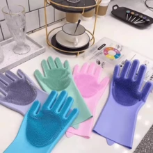 Magic Gloves Silicone Cleaning Brush For Dishwashing, Kitchen Dishwashing, Multipurpose Sponge, Pet - Roxo - 查看 5