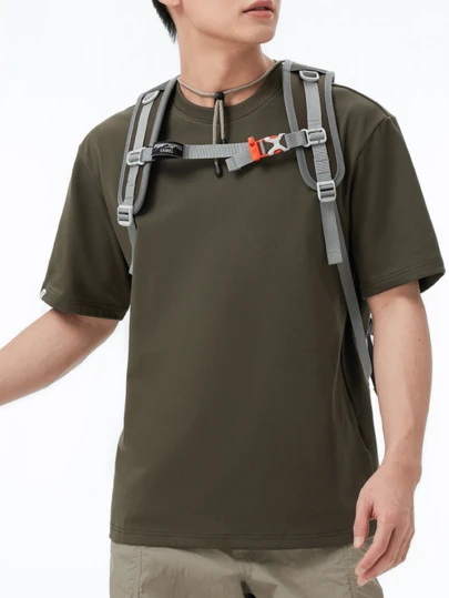 CAMEL CROWN Men's Outdoor Quick-Drying T-Shirt, Summer Thin, Breathable, Moisture-Wicking, Cooling, Sun Protection, Crew Neck Short-Sleeved T-Shirt