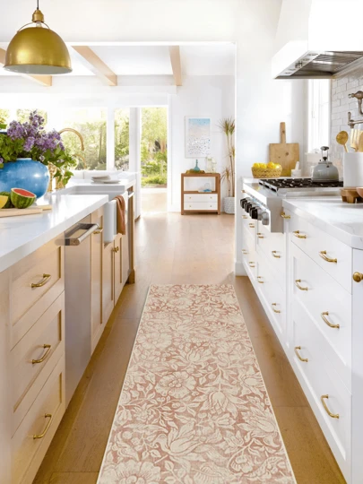 1pc Vintage Floral Distressed Area Rug/Carpet/Door Mat/Runner, Suitable For Hallway, Bathroom, Kitchen, Bedroom, Living Room, Soft & Thick, Washable, Home Decor