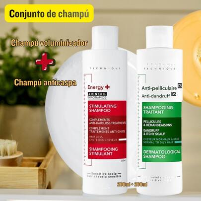 Conjunto de champú.Champú refrescante y esponjoso+Champú anticaspa 200ml+200ml Conjunto (dos piezas)Cuidado diario del cabello.El verde refresca y elimina la caspa, el rojo da volumen al cabello.