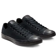 Converse Chuck Taylor All Star Low Top Unisex Sneakers - All Black Monochrome Canvas Shoes For Men & Women, Triple Black Casual Sneakers | M5039C - 查看 3