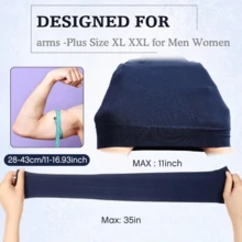 Manga de brazo de talla grande para protección solar con enfriamiento, manga de compresión extra grande - Azul oscuro - Ver 3