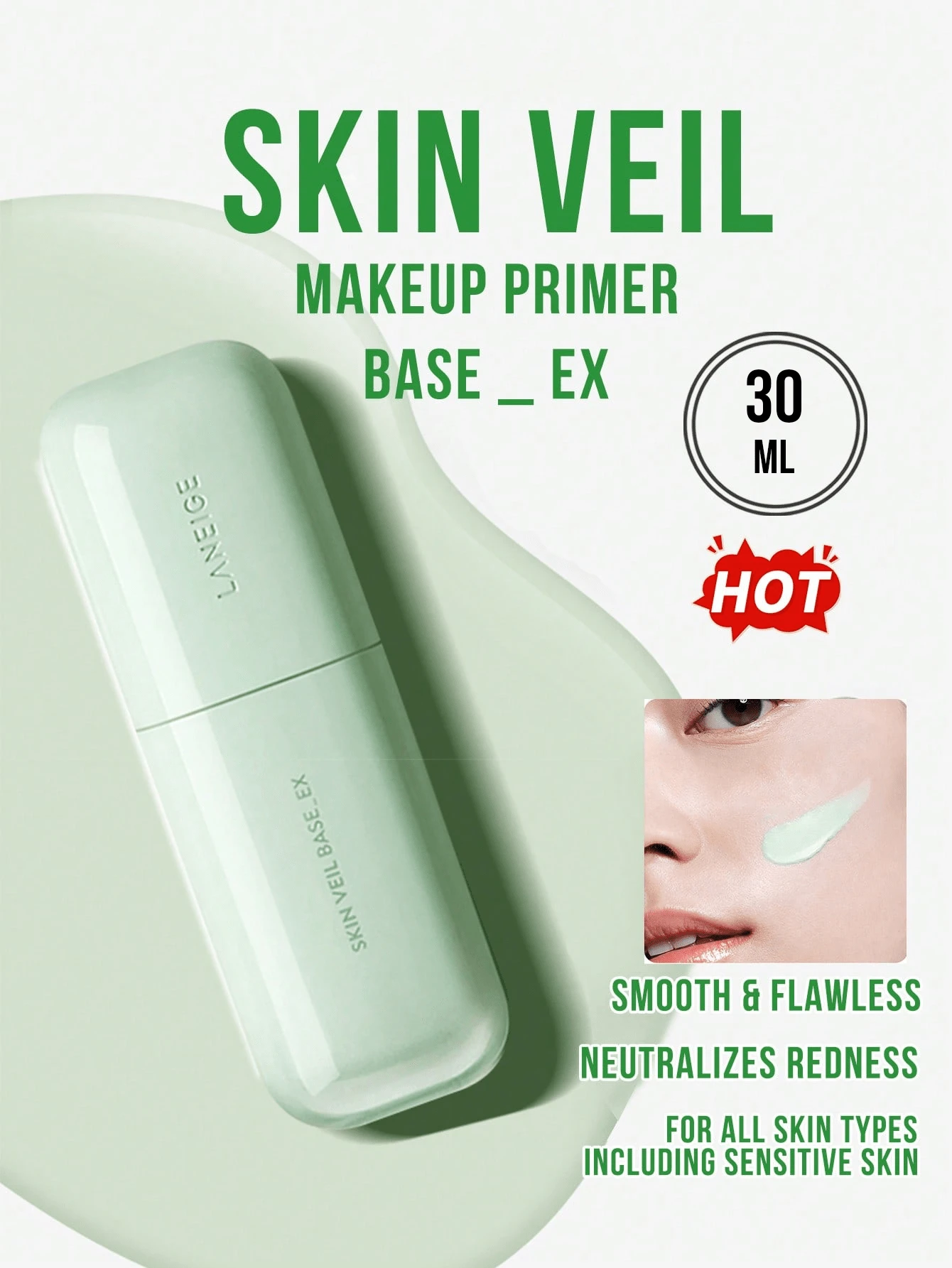 Laneige 蘭芝絲柔修顏隔離乳,30ml,保濕,控油,打造自然無瑕妝效,適合敏感/混合性肌膚 - 薄荷綠 - 查看 1