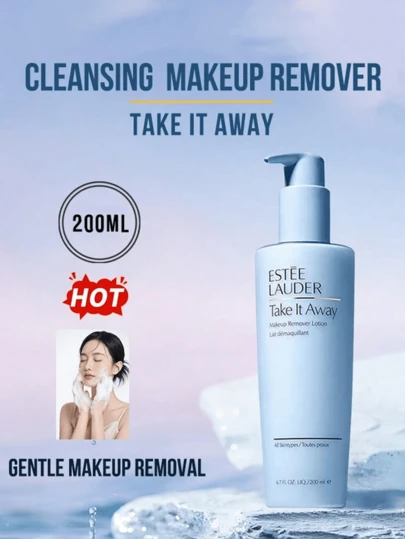 Estée Lauder Take It Away Makeup Remover, 30/200ml, 2-In-1 Water-Oil Balanced Makeup Remover And Cleanser, Gentle Yet Effective, Easily Removes All Makeup (Including Waterproof), Infused With Jojoba Seed Oil And Squalane, Soothes Skin, Suitable For All Skin Types, Best-Selling Refreshing And Mild Cleansing Product.