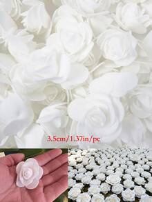 100朵仿真白玫瑰花头，饰以精美花朵和逼真花瓣。适用于DIY手工、婚礼、求婚、生日、家居装饰、节日和派对装饰、地板装饰、仿真花装饰、婚礼装饰、周年纪念和季节性装饰。 - 玫瑰花 - 查看 2