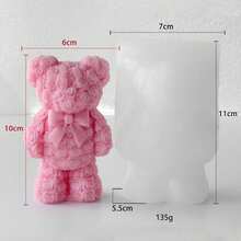 Rose Bear Candle Silicone Mold DIY, Heart-Shaped Bear Wax Melts, Aroma Stone, Soap Or Home Decor Silicone Mold, Suitable For DIY Valentine's Day Bear Bouquet Handicrafts And Home Decor - Candle Making - A-White - View 6