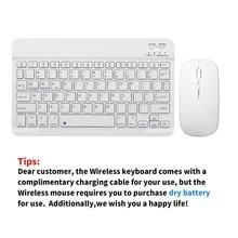 Wireless Bluetooth Keyboard Mouse Combo, Ultra-Thin Portable Compact Wireless Keyboard And Mouse Set, Compatible With Android, Windows Tablets, Smartphones, IPad Pro, IPad Air, IPad Mini, Supports IPadOS/IOS 13 And Above (White) - White - View 7