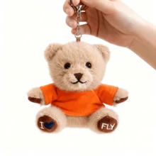 4.3in Cute Dressed Teddy Bear Keychain Plush Toy Valentine Easter Gifts Grateful Kids Gifts 3 Styles White Navy Orange T-Shirt Backpack Charm Mini Stuffed Animal Doll Present,Llaveros,Llavero,Trinkets,Anime Keychain - 海軍T卹熊鑰匙扣 - 查看 4