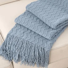 Lightweight, Breathable, Air-Conditioning Blanket, Knitted, Soft, All-Season Throw Blanket - Sky Blue - View 7
