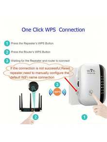 高功率WiFi信号扩展器 - 覆盖范围高达5000平方英尺，支持300Mbps速度，配备以太网端口，设置简便，兼容Alexa，无线网络中继器，可增强家庭或办公室网络连接，WiFi信号增强器，黑白配色 - 彩色 - 查看 6