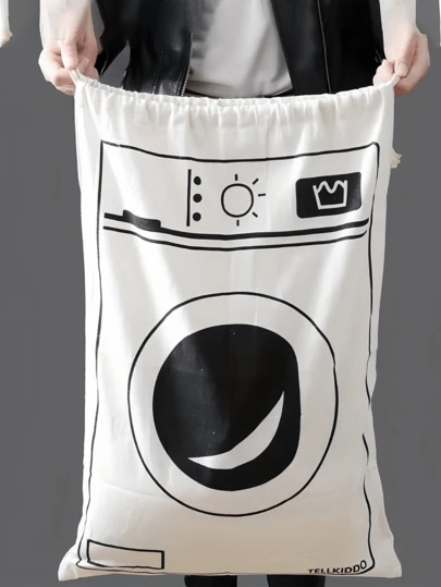 Sac de rangement à cordon avec motif machine à laver, sac à linge lavable, sac à linge grande capacité, facile à installer sur le panier à linge ou le panier de rangement, grand sac à linge de voyage, sac à linge de voyage, panier à linge, sac de rangement pour l'école, sac de rangement pour enseignant