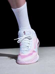 Zapatillas de baloncesto Nike A'One EP cómodas, versátiles y transpirables con tracción, unisex rosa y blanco - Rosa - Ver 8