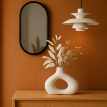 Abstract Vase Nordic Minimalist Decorative Boho Bohochic Modern Sculpture 13CM - trắng - Xem 6