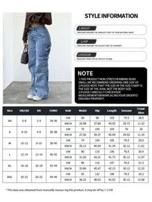 NVFelix Mẫu quần jeans ống đứng cạp cao dáng rộng mới năm 2026 dành cho nữ, phong cách đường phố Y2K thanh lịch, giản dị, phù hợp cho mùa xuân/hè. - Màu xanh lam - Xem 7