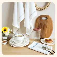 3件套北欧简约条纹设计餐巾，纯棉厨房巾套装 - 多色 - 查看 5