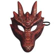 1 chiếc mặt nạ hóa trang rồng cho lễ hội Halloween, lễ hội âm nhạc, tiệc tùng. - Đỏ - Xem 5