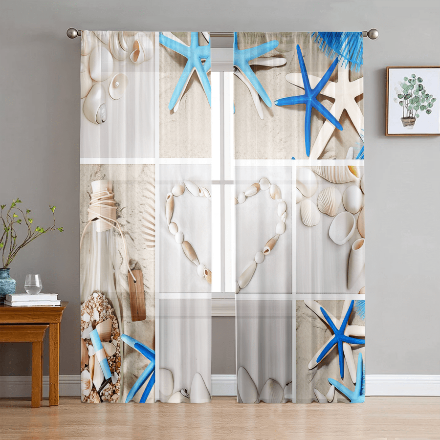 2pcs/Set Modern Art Decorative Curtains, Semi-Sheer Curtains For Living Room, Bedroom, Home Decor, Summer