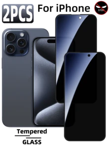 2pcs Full Coverage Privacy Tempered Glass Screen Protector Compatible With IPhone 15 Pro Max / 16 Pro / 17, Anti-Spy, Anti-Fingerprint, Smooth Touch, Scratch Resistant - Black - View 13