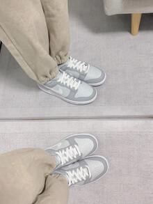 Nike Dunk 皮革休闲舒适防滑耐穿低帮儿童滑板鞋，灰白色 - 灰白色 - 查看 8