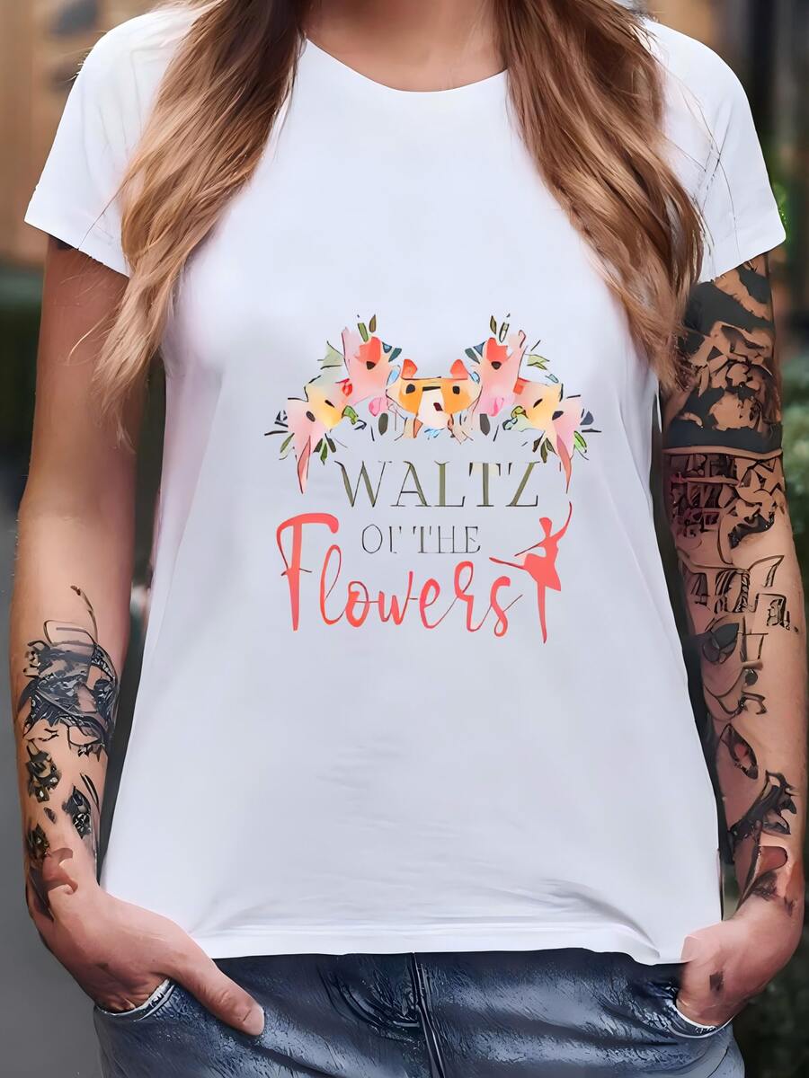 Vals De Las Flores Camisa De Ballet Cascanueces, En Mi época De Flores Larga Sve Camisa, Idea De Regalo Para Bailarina, Camisa De Gota De Rocío Camiseta - Blanco - Ver 1