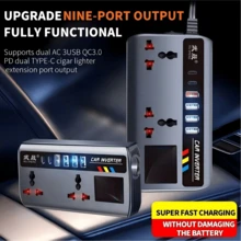 200W DC 12V/24V Car Power Inverter With 4 USB Ports And 2 Type-C Ports, Suitable For Sedan, SUV And Road Trips, Plugs Into Car Cigarette Lighter Socket - Multicolor - View 2