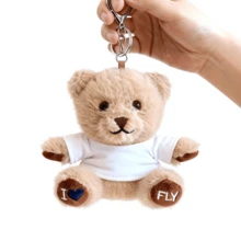 4.3in Cute Dressed Teddy Bear Keychain Plush Toy Valentine Easter Gifts Grateful Kids Gifts 3 Styles White Navy Orange T-Shirt Backpack Charm Mini Stuffed Animal Doll Present,Llaveros,Llavero,Trinkets,Anime Keychain - 海軍T卹熊鑰匙扣 - 查看 3