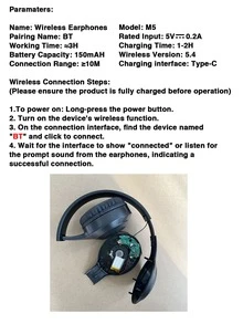 GENAI 无线耳机，带麦克风，HiFi立体声，可折叠轻巧，音量控制，3.5mm立体声线，低音浑厚，适用于家庭、办公室、手机、电脑等场景。 - 彩色 - 查看 9