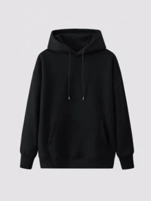 Mujer estilo casual sudadera estampado corazón tejido mezcla color sólido holgada capucha manga larga otoño invierno diario exterior - Negro - Ver 2