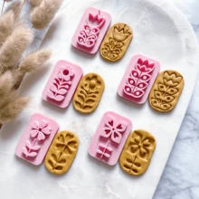 2/10件套波西米亚风花卉软陶切割器，粉色郁金香和花朵印章，DIY耳环饰品制作工具，春季礼物 - 粉色 - 查看 5