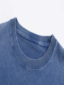 Hell Star Paradise Skull Flame Distressed Oversized Graphic Tee Men's Short Sleeve Pure Cotton T-Shirt Loose Fit, Y2K Streetwear Vintage Casual Punk Gothic Aesthetic Baggy 100% Cotton Pullover Gift - Navy Blue - View 2