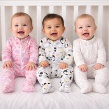 Baby Romper 3 Piece Kit Assorted Print - Zipper And Foot Turn Boy - Girl - Baby Pink - View 1