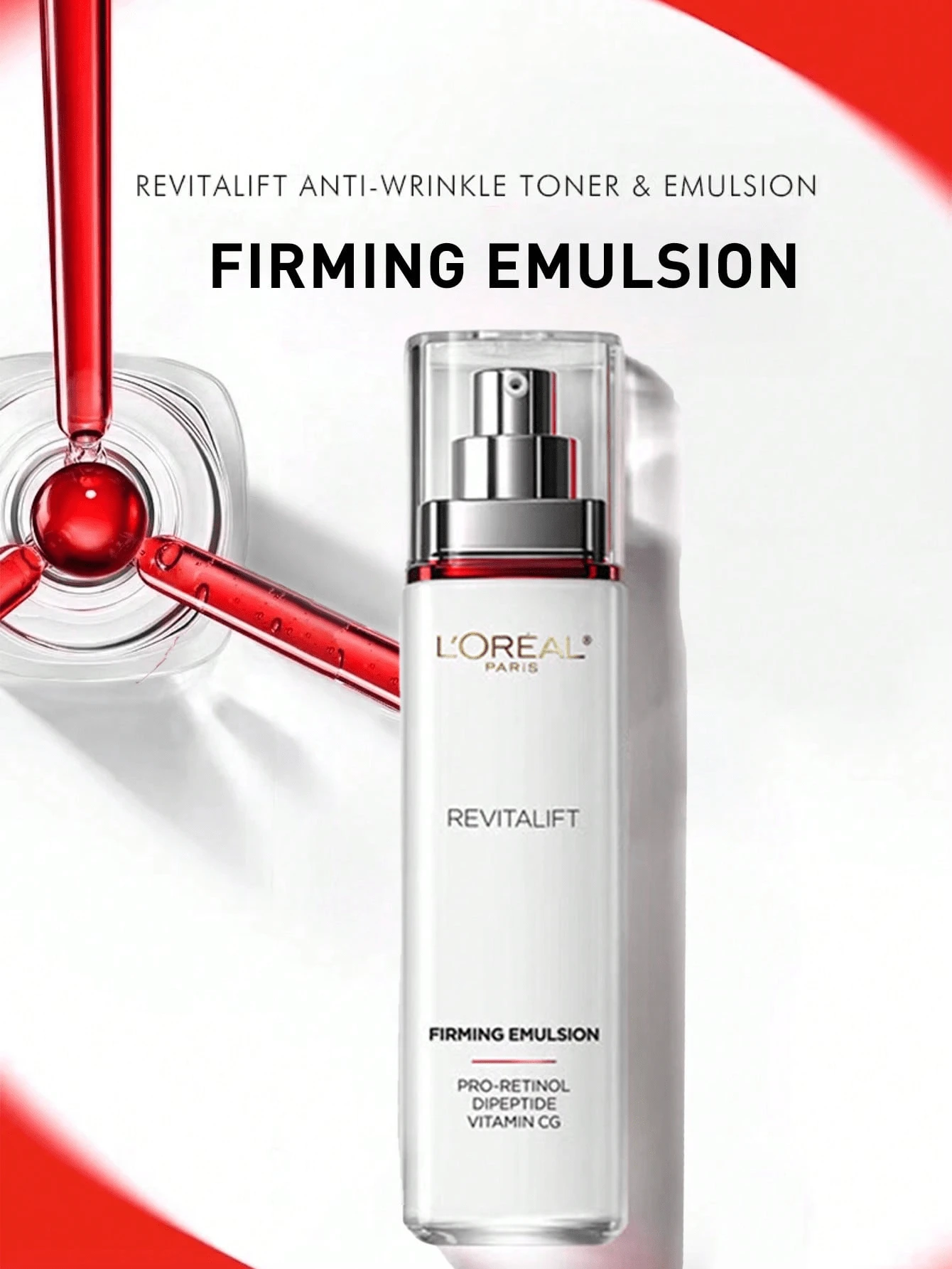 L’Oreal Paris 50/110毫升焕颜紧致保湿霜，蕴含维生素C二肽和维生素CG，有助于减少皱纹，提拉紧致，提亮肤色。配方中添加了双氧酚、积雪草和橄榄叶提取物，促进肌肤修复。温和配方，适合敏感肌肤。是日常护肤、旅行必备和贴心礼物的理想之选。针对老化肌肤，促进胶原蛋白生成，提升肌肤光泽。