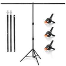 Portable Backdrop Stand Kit | Height Adjustable Photo Background Support Stand With 3 Clip Clamps For Photography, Video & Studio Shooting - 1.5M - View 1