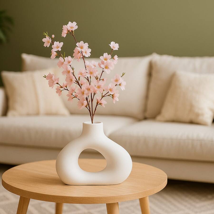 Abstract Vase Nordic Minimalist Decorative Boho Bohochic Modern Sculpture 13CM - trắng - Xem 1