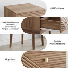 Mid-Century Modern Oak Style Bedside Table, Nightstand With Metal Handles, 40 X 40 X 55 Cm, 2 Pieces - Oak - View 5