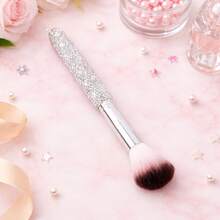 Premium Luxury Rhinestone Flat Foundation Brush, Ergonomic Arched Design With Soft Synthetic Bristles, Professional Makeup Tool For Liquid/Cream Foundation, Flawless Finish Stylish Beauty Gift San Valentín Valentine Day,Holiday Essential,Makeup Brushes,Y2k, - Diamond - View 2
