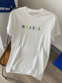 Men's Cotton T-Shirt With Brazil 2026 World Cup Print - Blanco - Ver 1