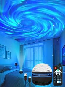 1 pieza Proyector de galaxia con efectos dinámicos de nebulosa, nube y ola, proyector de luz nocturna LED con control remoto, adecuado para dormitorio, sala de estar, cine en casa, techo, fiesta de DJ, iluminación de ambiente para sala de baile - Multicolor - Ver 6