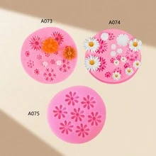 3D Small Chrysanthemum & Cherry Blossom Hollow Flower Silicone Mold, DIY Flower Resin Casting, Clay, Plaster Decorative Mold - Pink - View 2