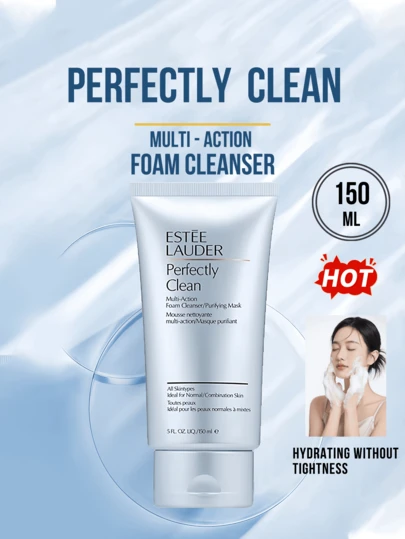 Estée Lauder 30/150 ml Demachiant facial spumant cu efect multiplu, curăță delicat și temeinic, curăță și hidratează în profunzime 2 în 1, echilibrează raportul ulei-apă, iluminează tenul, infuzat cu extracte de plante (lotus alb/armurariu/acid hialuronic) pentru a hrăni pielea, potrivit pentru tenul normal/mixt, estompează roșeața feței, esențial pentru îngrijirea zilnică a pielii.