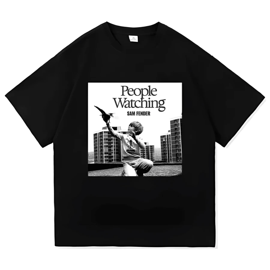 Sam Fender People Watching Tour TShirt Men_women Clothing Retro Harajuku High Quality Clothes Pure Cotton TShirts Day Gifts (1) - 黑色 - 查看 1