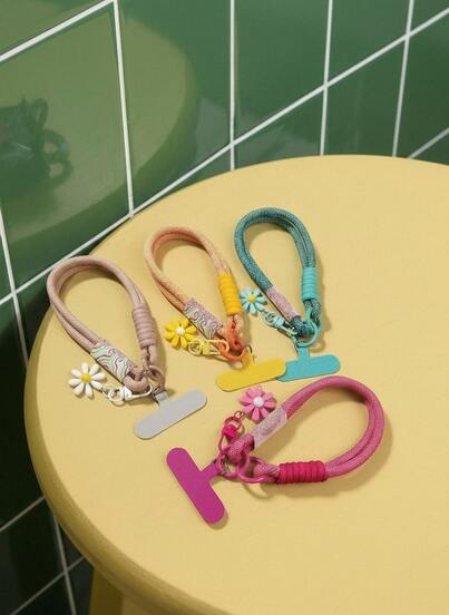 Joivida 雏菊装饰挂绳，可爱编织腕带，男女通用手机防丢绳，带夹子的电话线