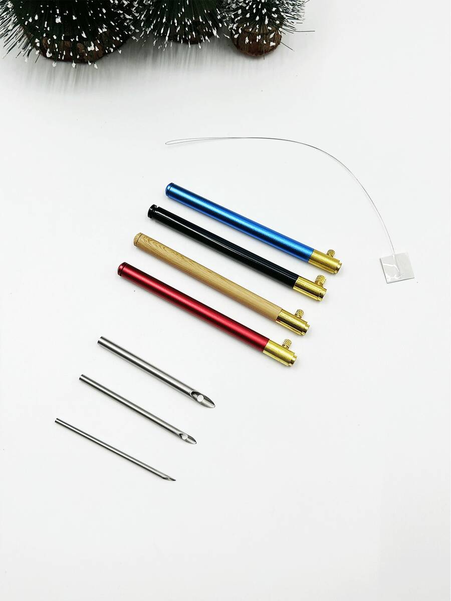 Replaceable Punch Needle Set, 3 Sizes Of Replacement Needles, 4 Colors Of Round Handles, Portable DIY Handmade Tool Kit, Suitable For Beginners, Carpet Making And Embroidery Crafts - 3-head Replaceable Needles With Round Handle - View 1